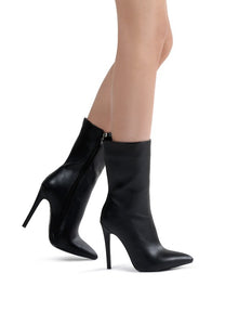 MICAH POINTED STILETTO HIGH ANKLE BOOTS