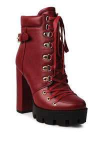 WILLOW CUSHION COLLARED LACE-UP HIGH ANKLE BOOTS