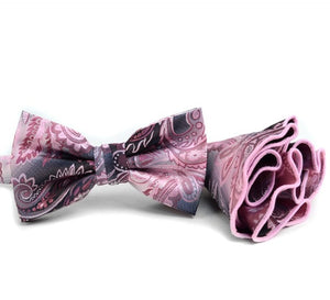 Pink Multicolored Bow Tie & Hanky